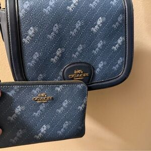 Coach Navy Horse & Carriage Crossbody & Wristlet C4059 2021